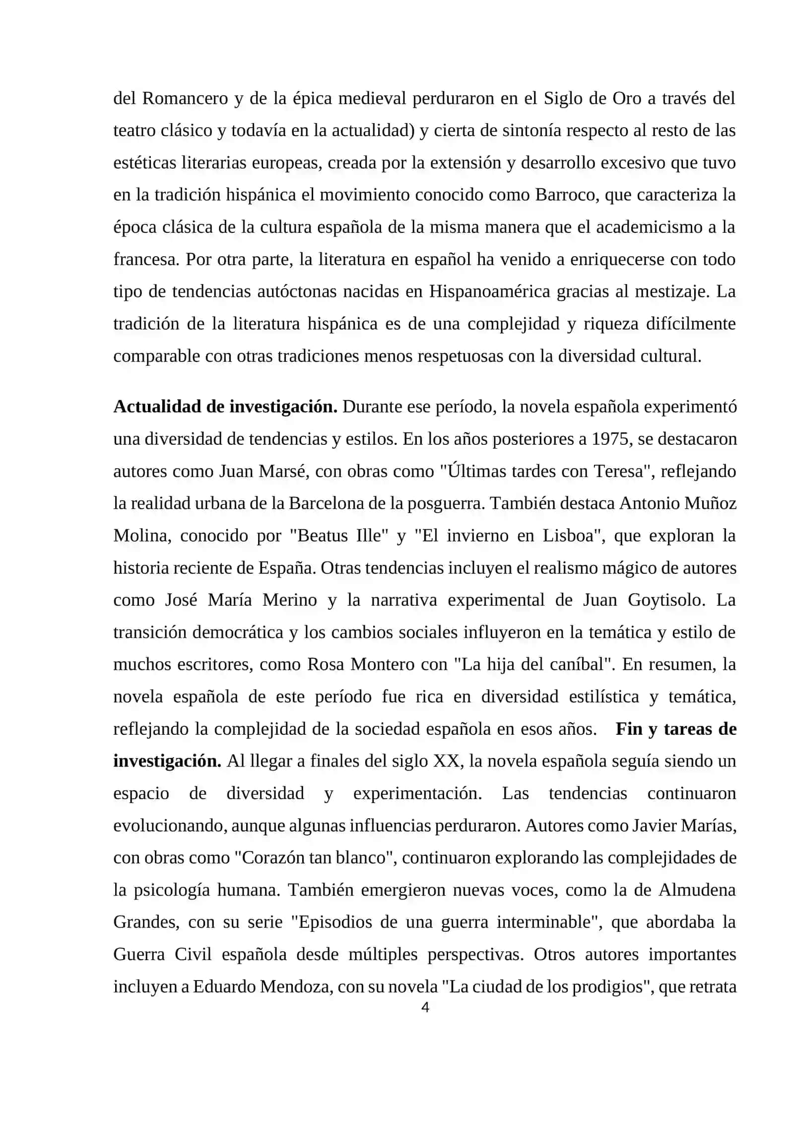 La novela española de 1975 a finales del siglo XX. Tendencias, autores y obras principales 4