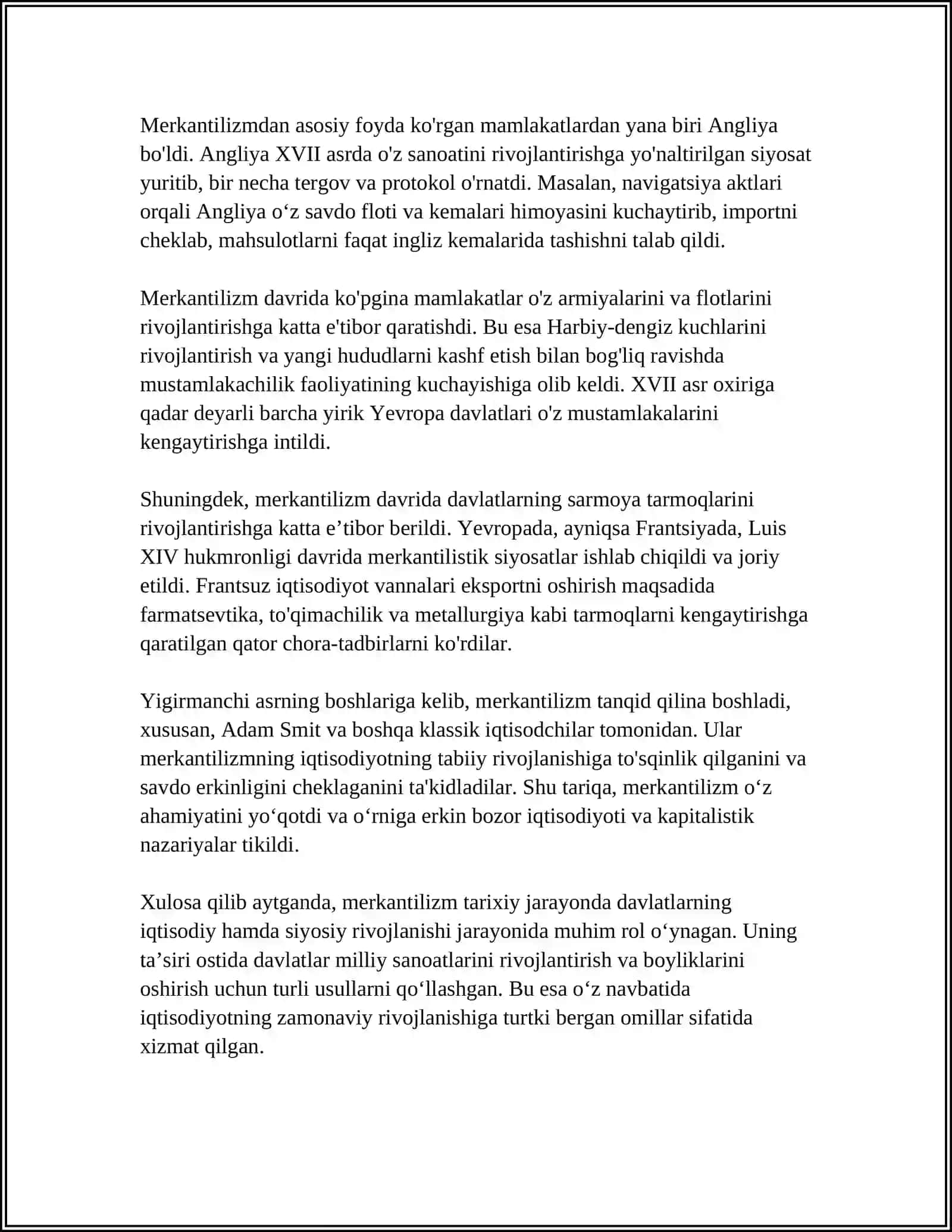 MERKANTILIZIM IQTISODIY TA'LIMOTINING MOHIYATI VA AHAMIYATI 4