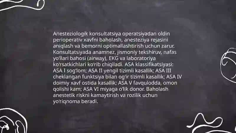 Operatsiyadan oldingi davr. Bemorlarni operatsiyaga tayyorlash 4