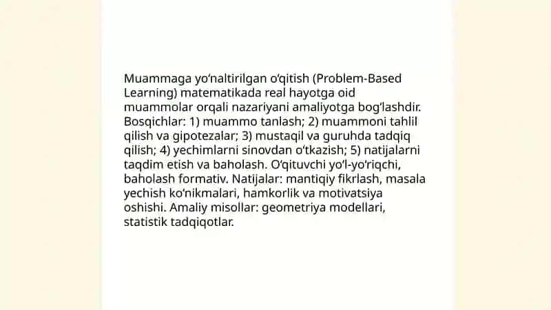 Matematikaga o‘rgatishning zamonaviy metodlari 4