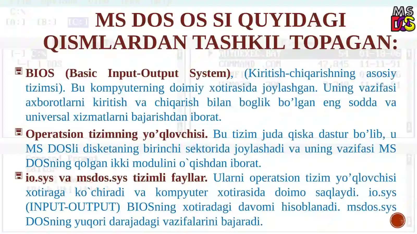 MS DOS operatsion tizimi 4