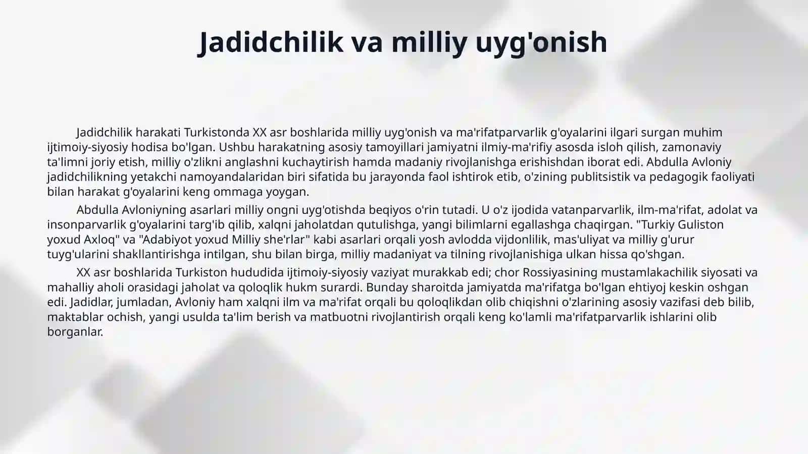Abdulla Avloniy asarlaridan vijdon tarbiyasi masalalari 4