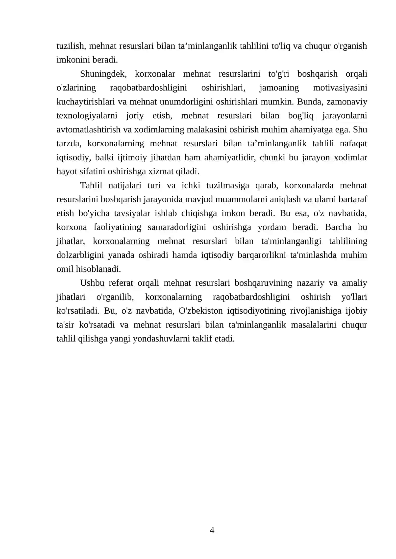 Korxonalarning mehnat resurslari bilan taʼminlanganlik tahlili 4