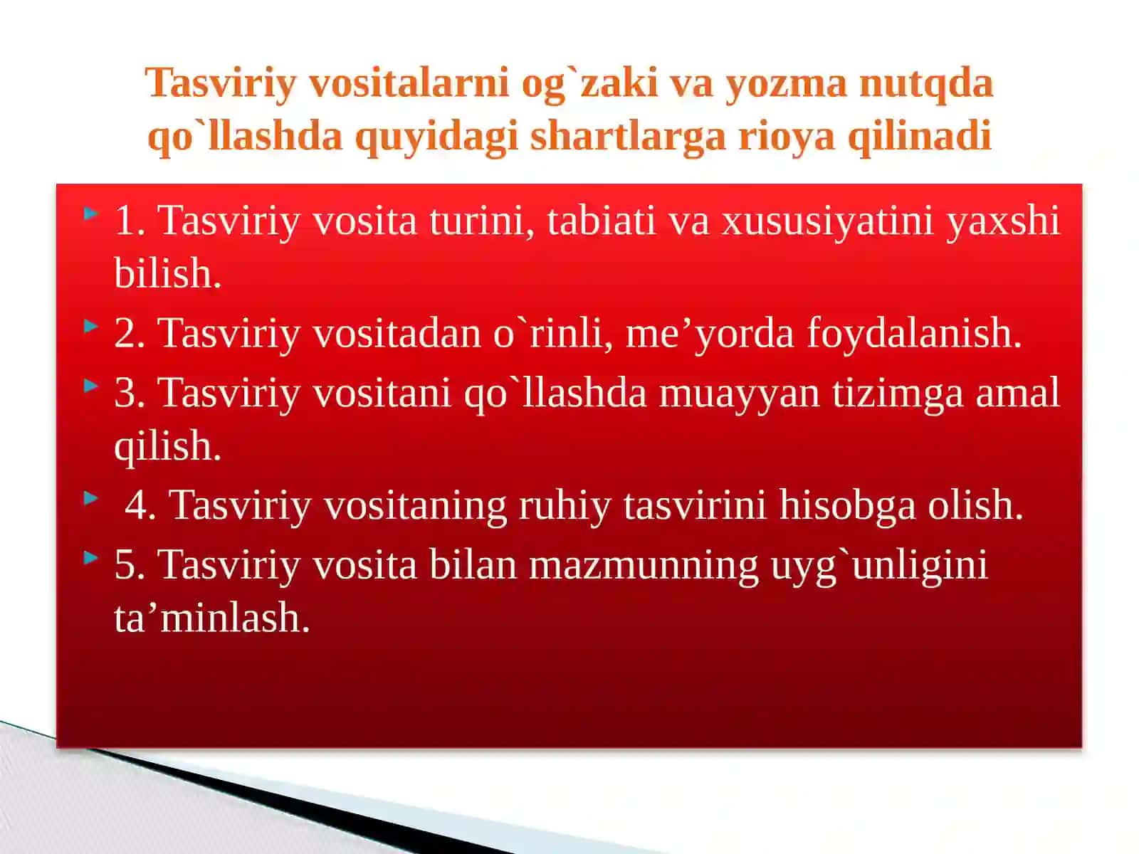 Tilning tasviriy vositalari va nutq madaniyati 4