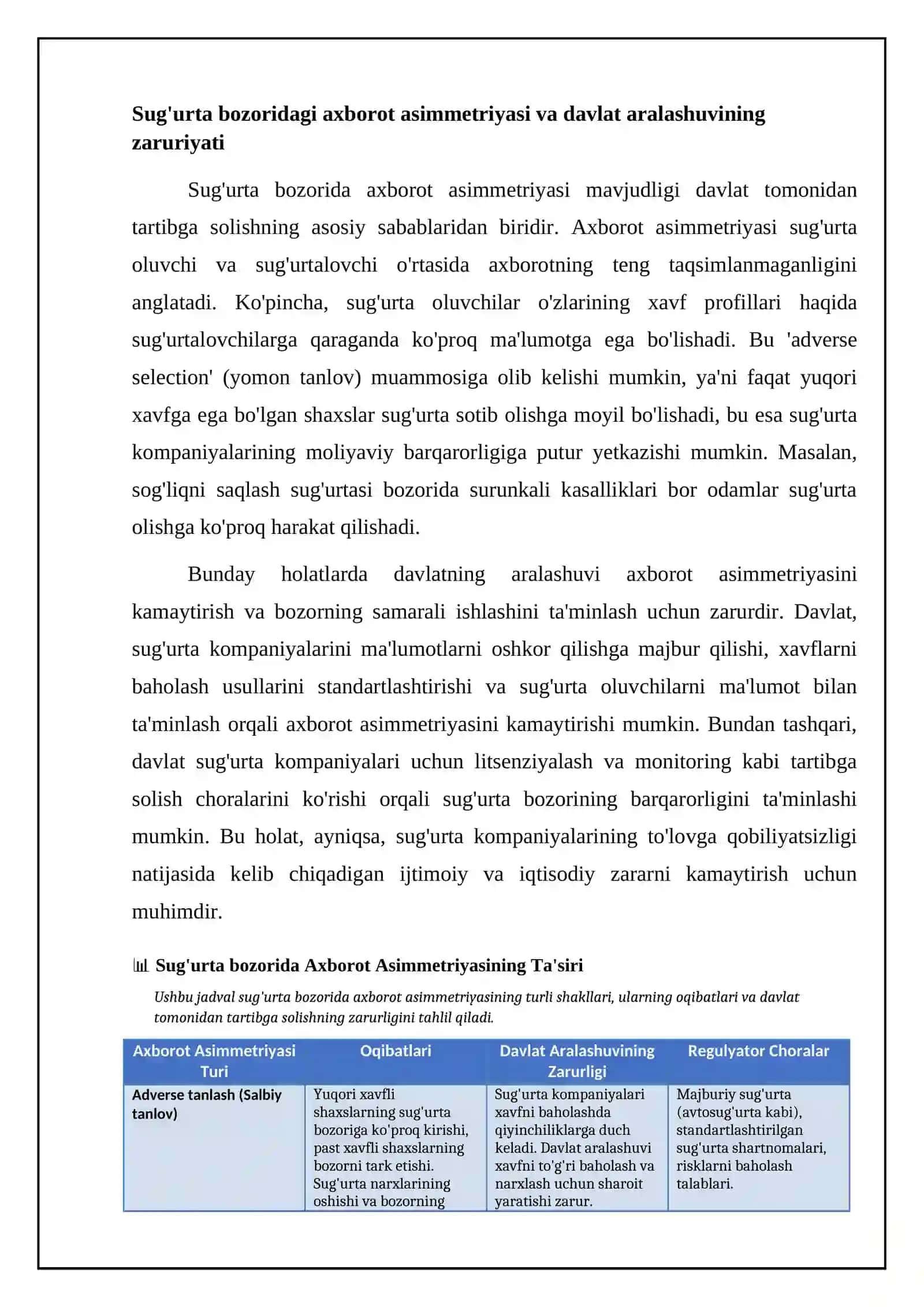 Sug'urta bozorini davlat tomonidan tartibga solish zarurati va asoslari 4