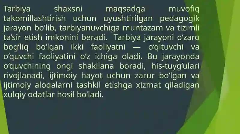 Pedagogik faoliyatda tarbiya turlari va usullaridan foydalanish imkonyatlari 4