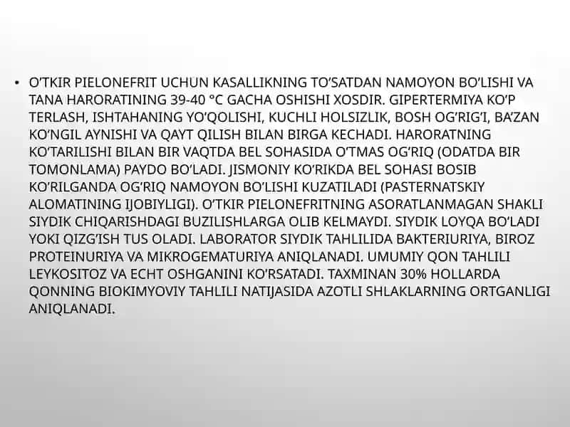 Oʻtkir va surunka li pielonefrit 4