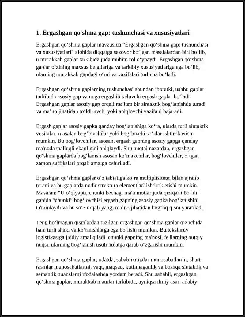 ERGASHGAN QO'SHMA GAPNING TENG BO'LMAGAN QISMLARDAN TUZILISHI 4