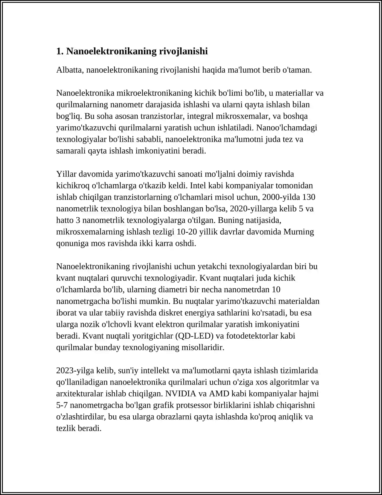 XOZIRGI VAQTDA NANOELEKTRONIKANI O’RNI NANOELEKTRONIKANING QO'LLANILISHI 4