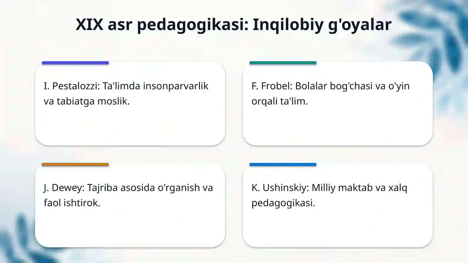 XIX VA XX ASR da jahon pedagogika rivoji 4