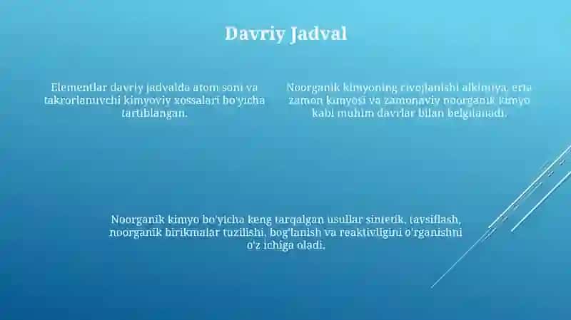 Anorganik kimyo fanining piridmiti rivojlanish davirlari va metodlari 4