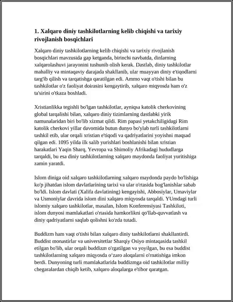 XALQARO DINIY TASHKILOTLAR FAOLIYATINGING TARIXI VA ULARNING BARQAROR RIVOJLANISHI MAQSADLARIGA ERISHISHDAGI AHAMIYATI 4