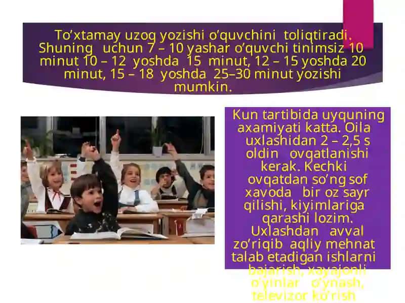 Maktab kun tartibi va uning ahamiyati 4