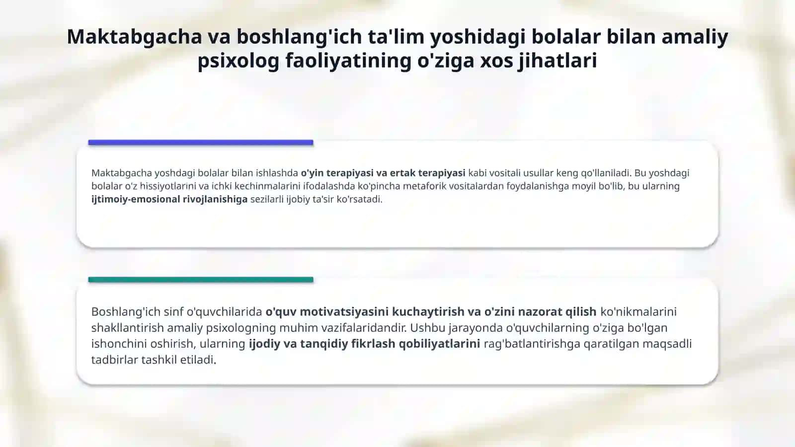 Turli yosh va kategoriyadagi taʼlim oluvchilar bilan amaliy psixologning faoliyati 4