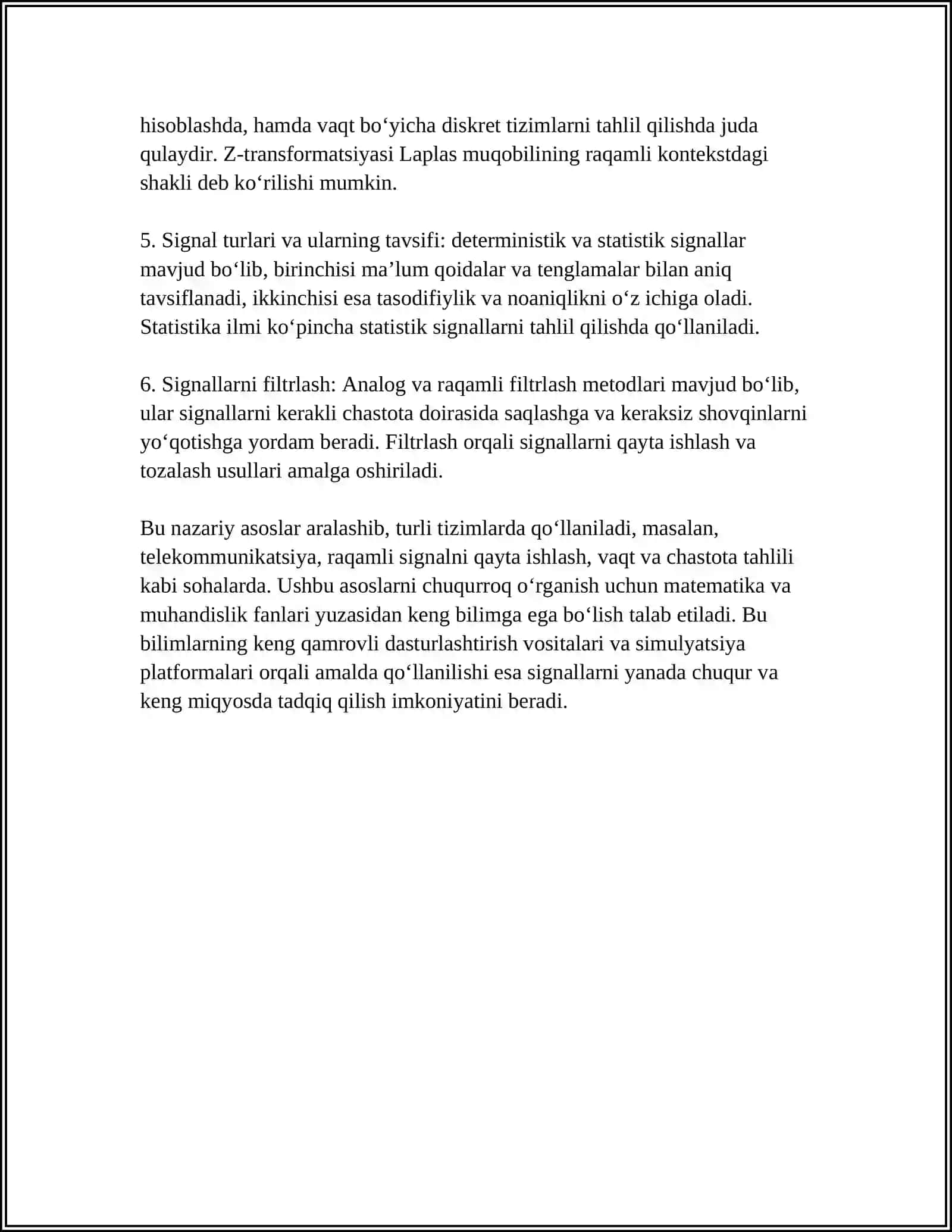 SIGNAL YO‘NALISHI TAHLILI: TO‘SIQLAR BILAN VA TO‘SIQLARSIZ HOLATNI GRAFIK TASVIRLASH 4