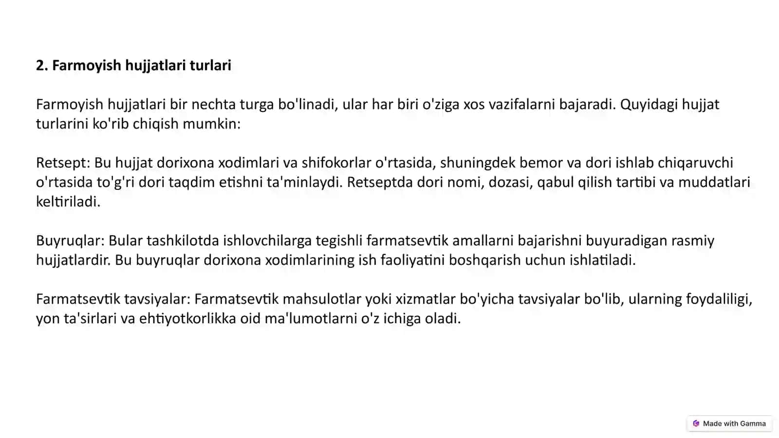 Dorixonava farmatsevtika tashkilotlarida farmoyish huujatlarning mohiyati 4