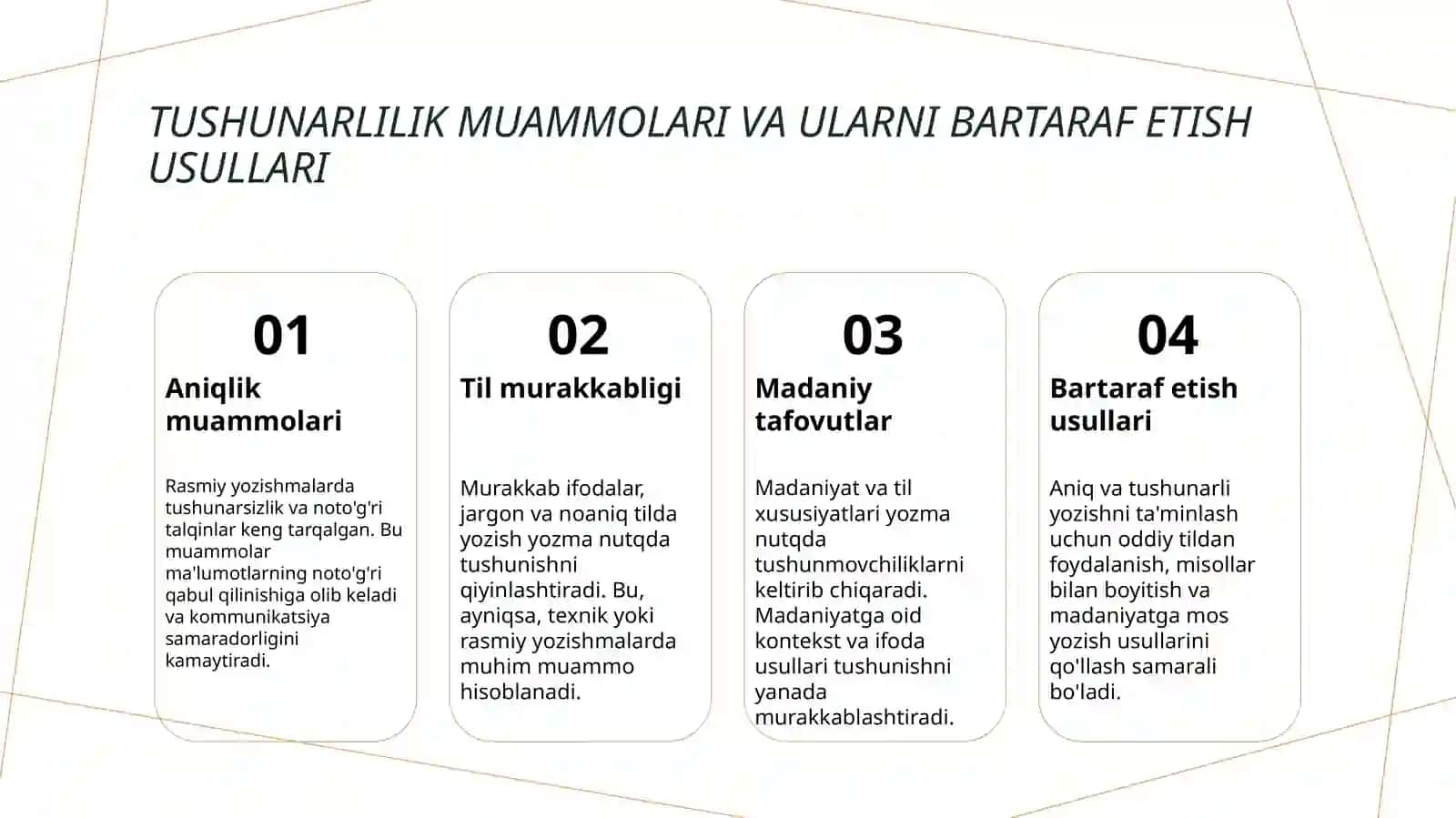 Xizmat yozishmalarini yozishdagi muammolar 4