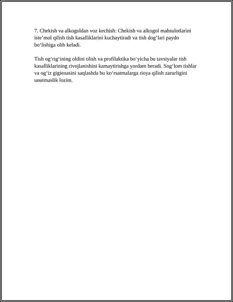 Tish Og'rig'inining Oldini Olush va Profilaktika 4
