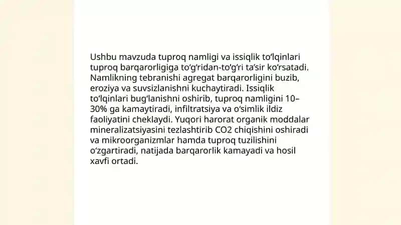 Tuproqni barqarorligi va iqlim tasiri 4