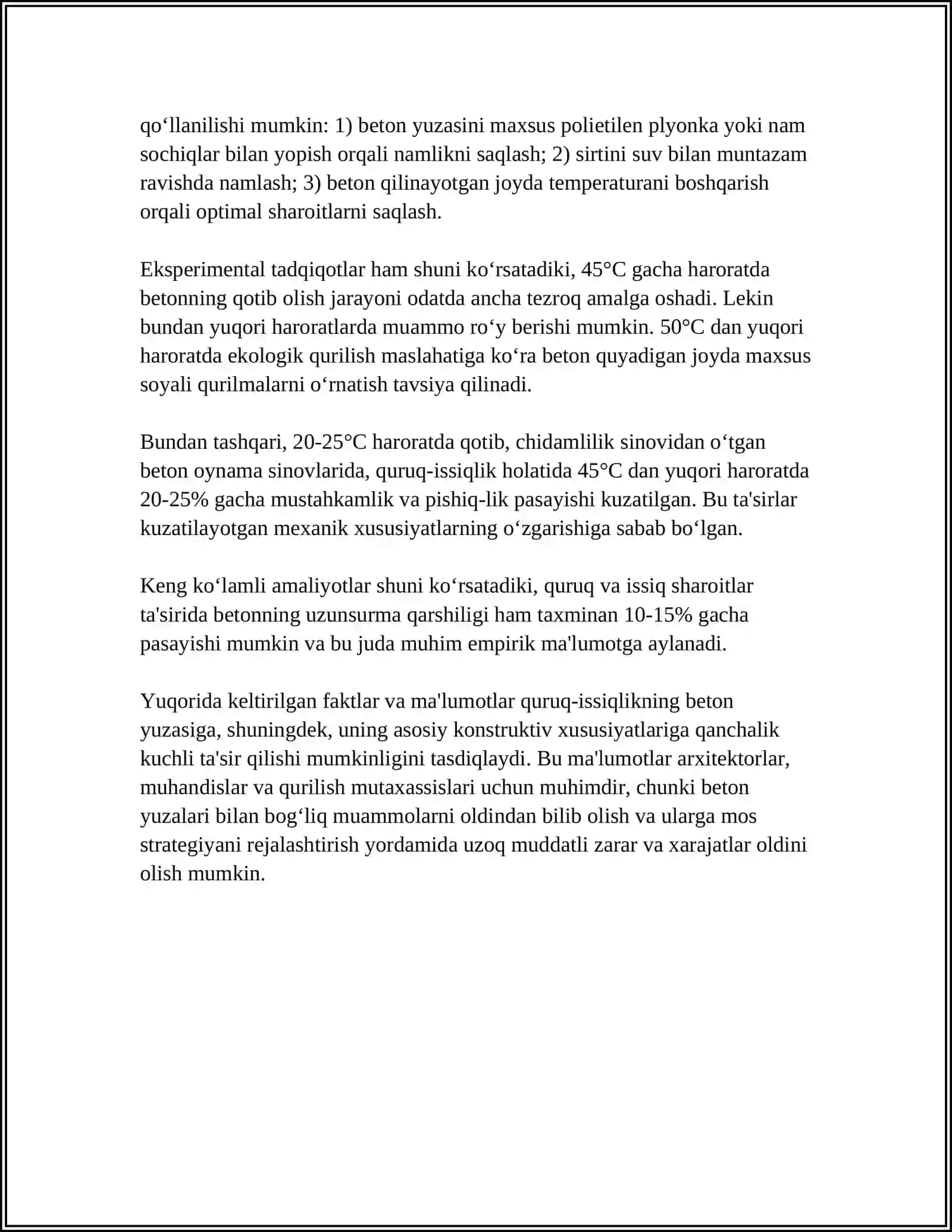 QURUQ-ISSIQ IQLIMNING BETON SIFATIGA SALBIY TASIRI 4