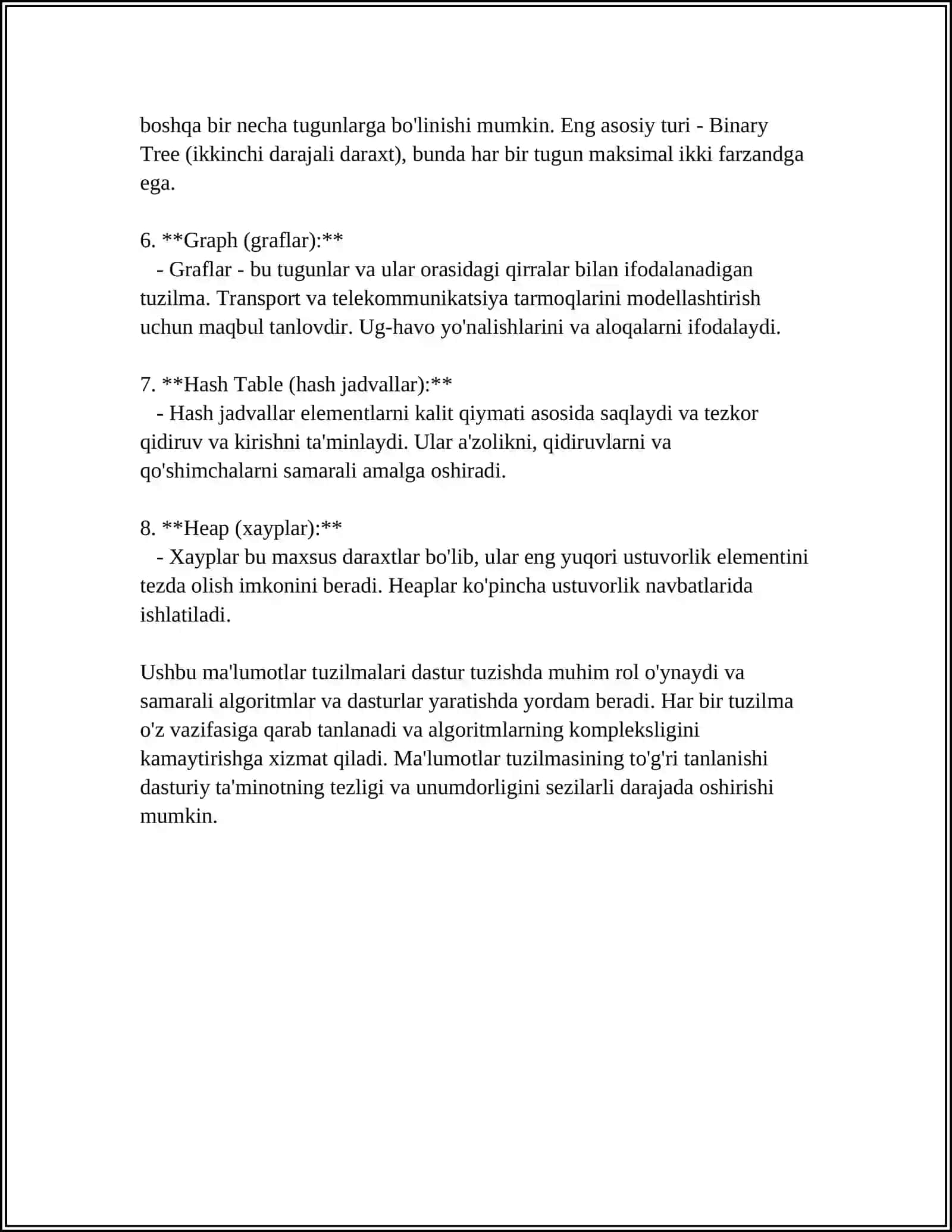MA’LUMOTLAR, ALGORITMLAR VA MA’LUMOTLAR TUZILMASI TUSHUNCHALARI 4