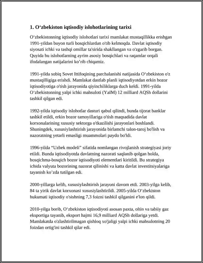 IQTISODIYOT ISLOHOTLARI XUSUSIY MULKCHIKIKNING SHAKILLANISHI OʻZBEKISTONDA BOZOR MUNOSABATLARINING RIVOJLANISHI 4
