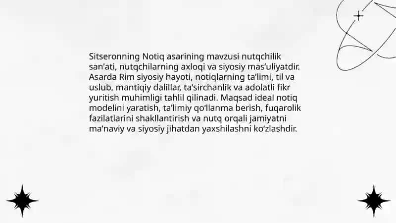 Sitseronning "Notiq" asarini oʻqib oʻrganish 4