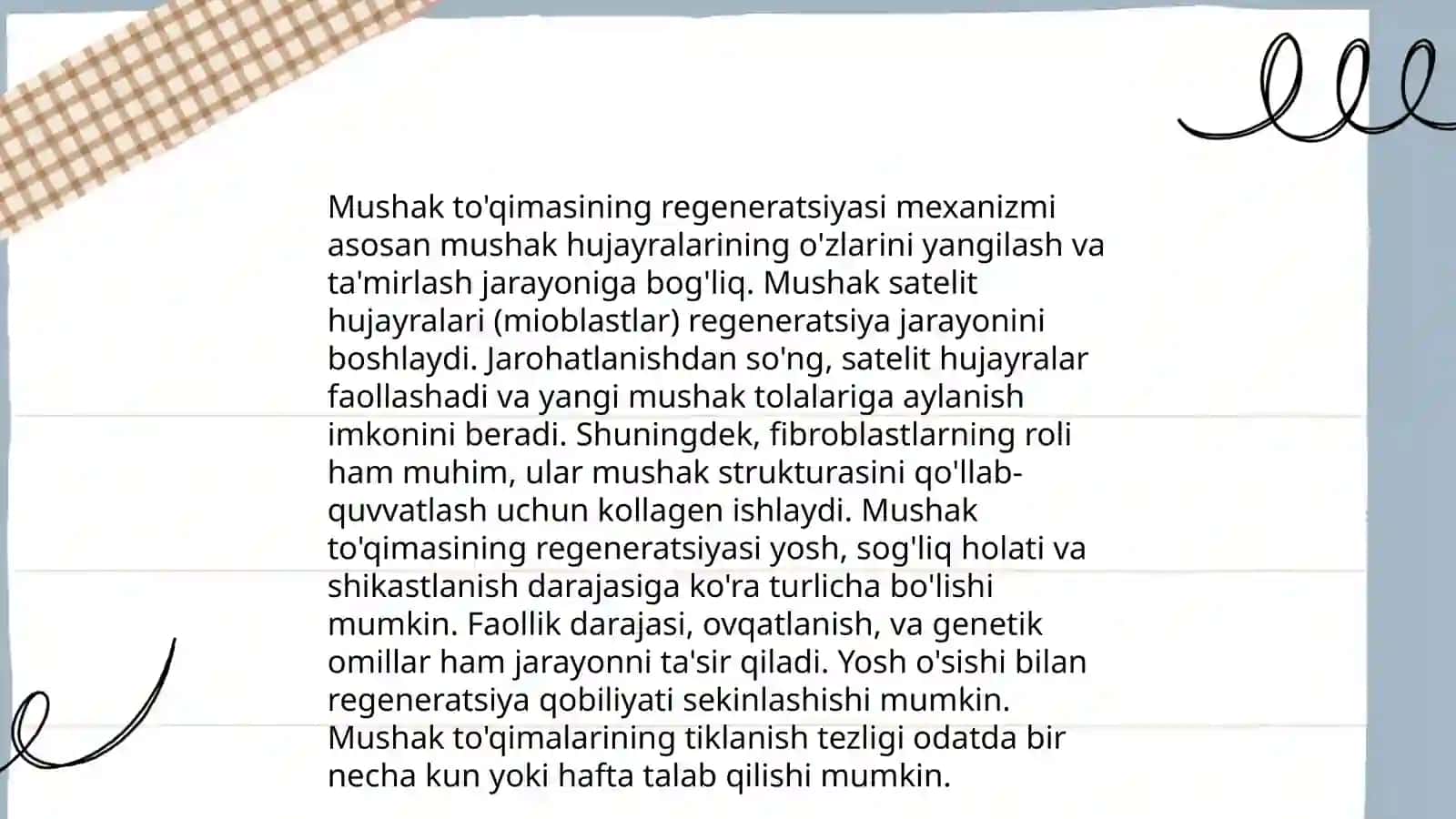 Mushak va nerv toʻqimalarining rivojlanishi va regeneratsiyasi 4