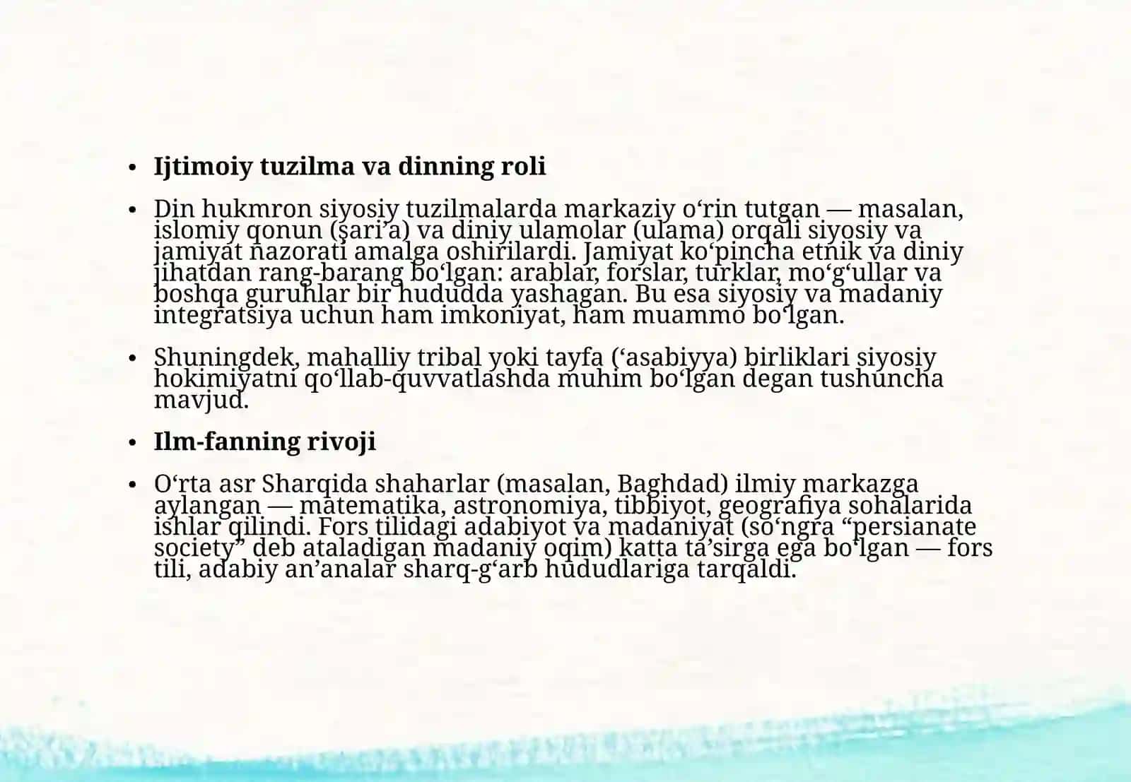O`rta asrlarda sharq mamlakatlari san`ati. 4
