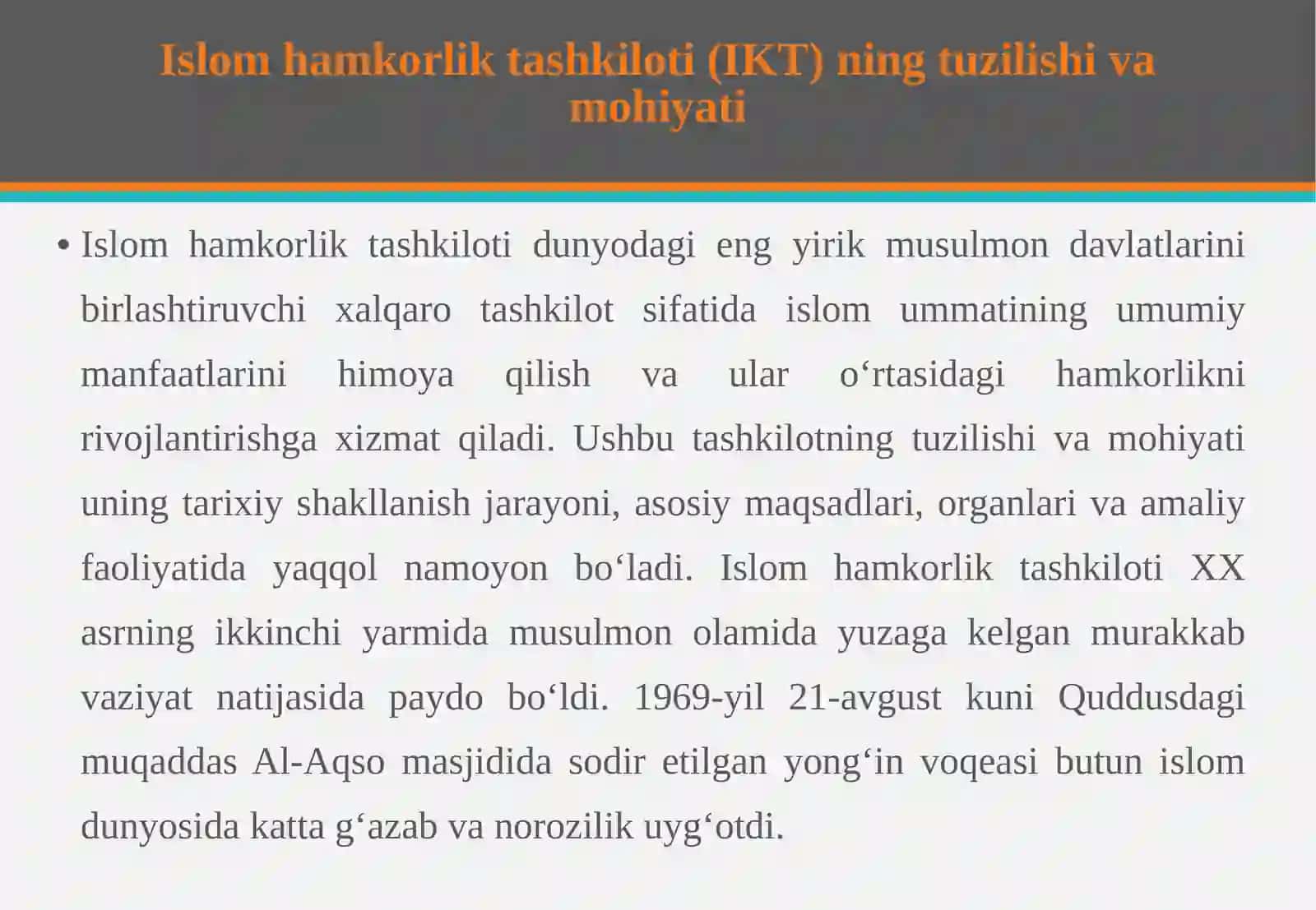 Islom hamkorlik tashkiloti (IKT)ning tuzilishi va mohiyati 4