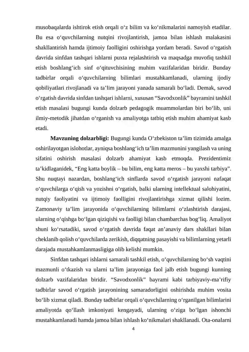 Savod oʻrgatish davrida sinfdan tashqari ishlar 4