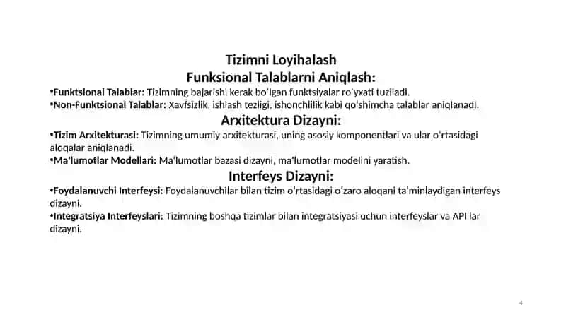 Iqtisodiy axborot tizimlarini (IAT) loyihalashtirish bosqichlari 4