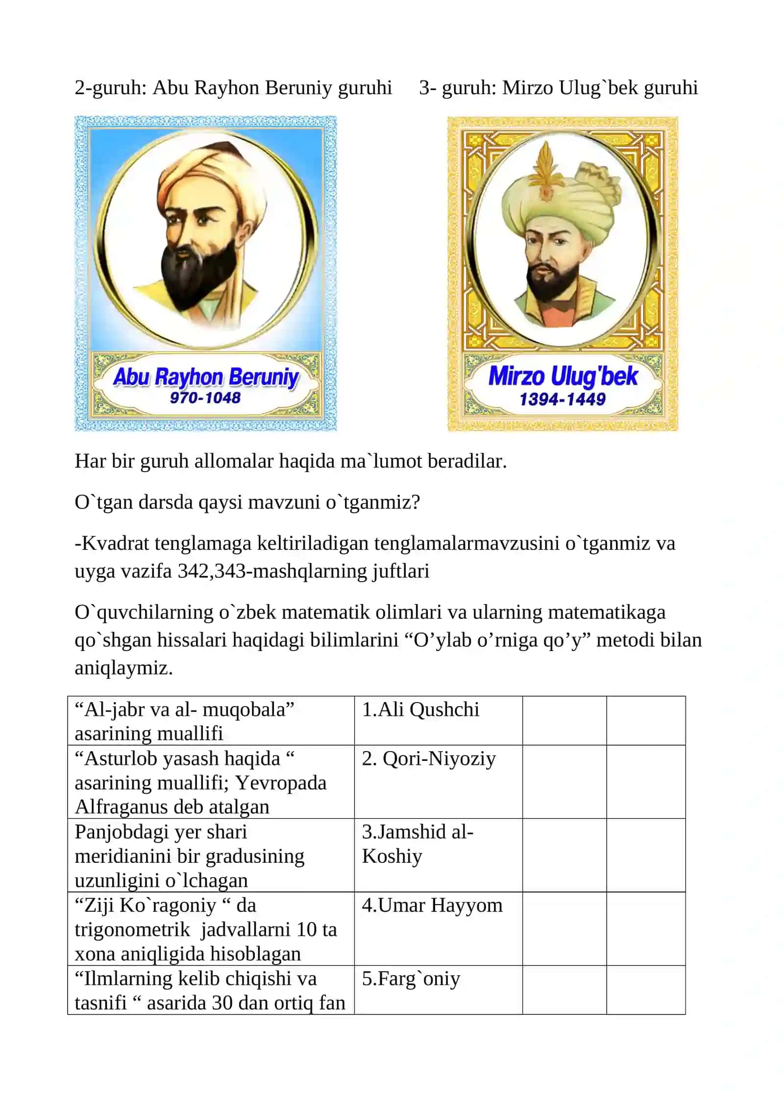 Matematika fanida masalalar yechish 4