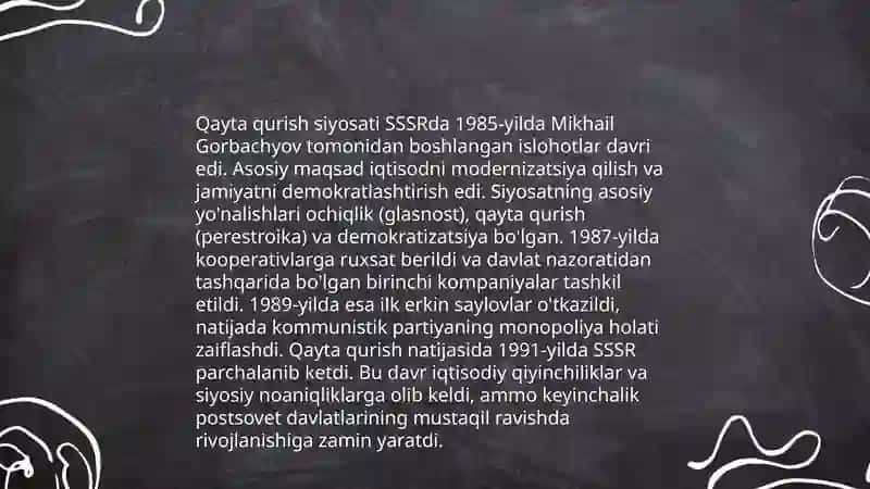 Qayta qurish yillarida O’zbekistondagi ijtimoiy-siyosiy vaziyat 4