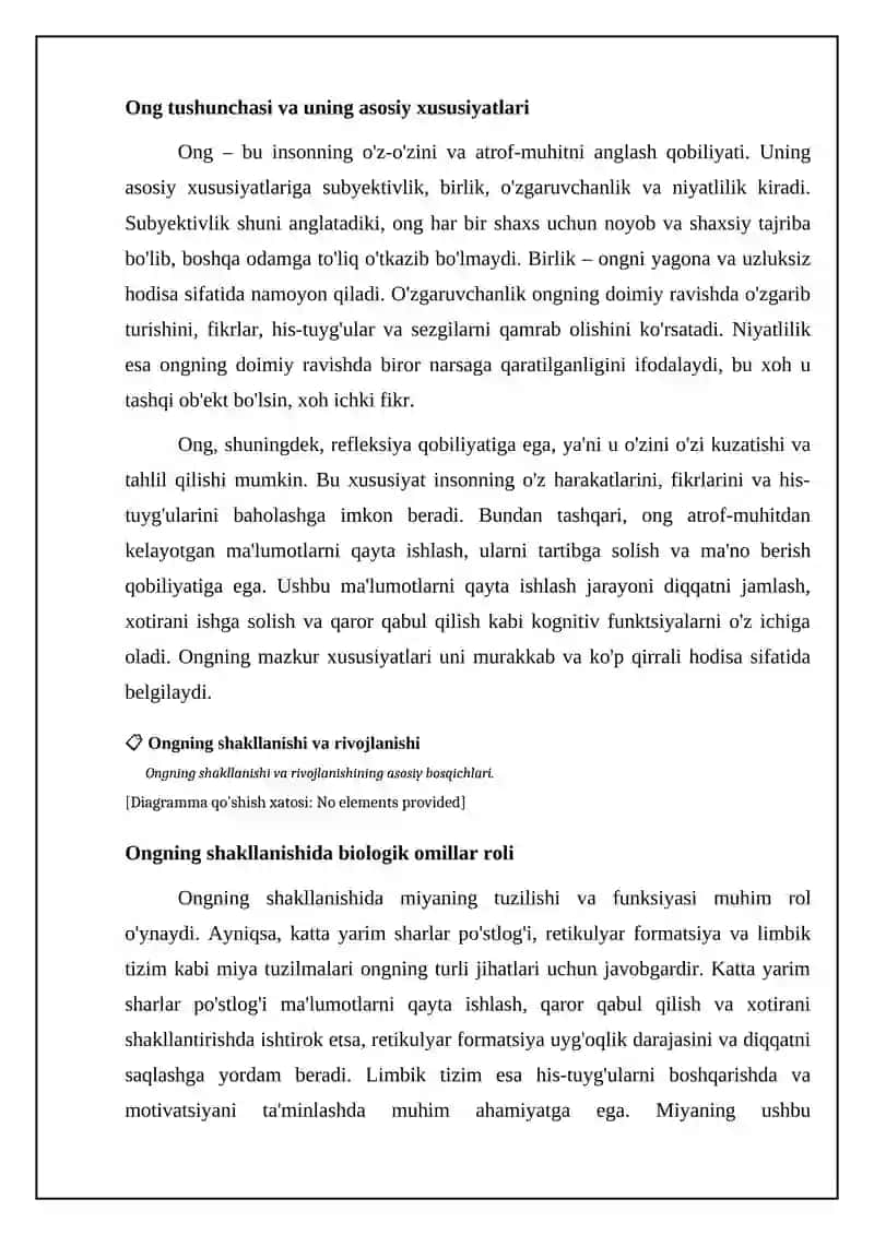 Ongning vujudga kelishi va rivojlanishi 4