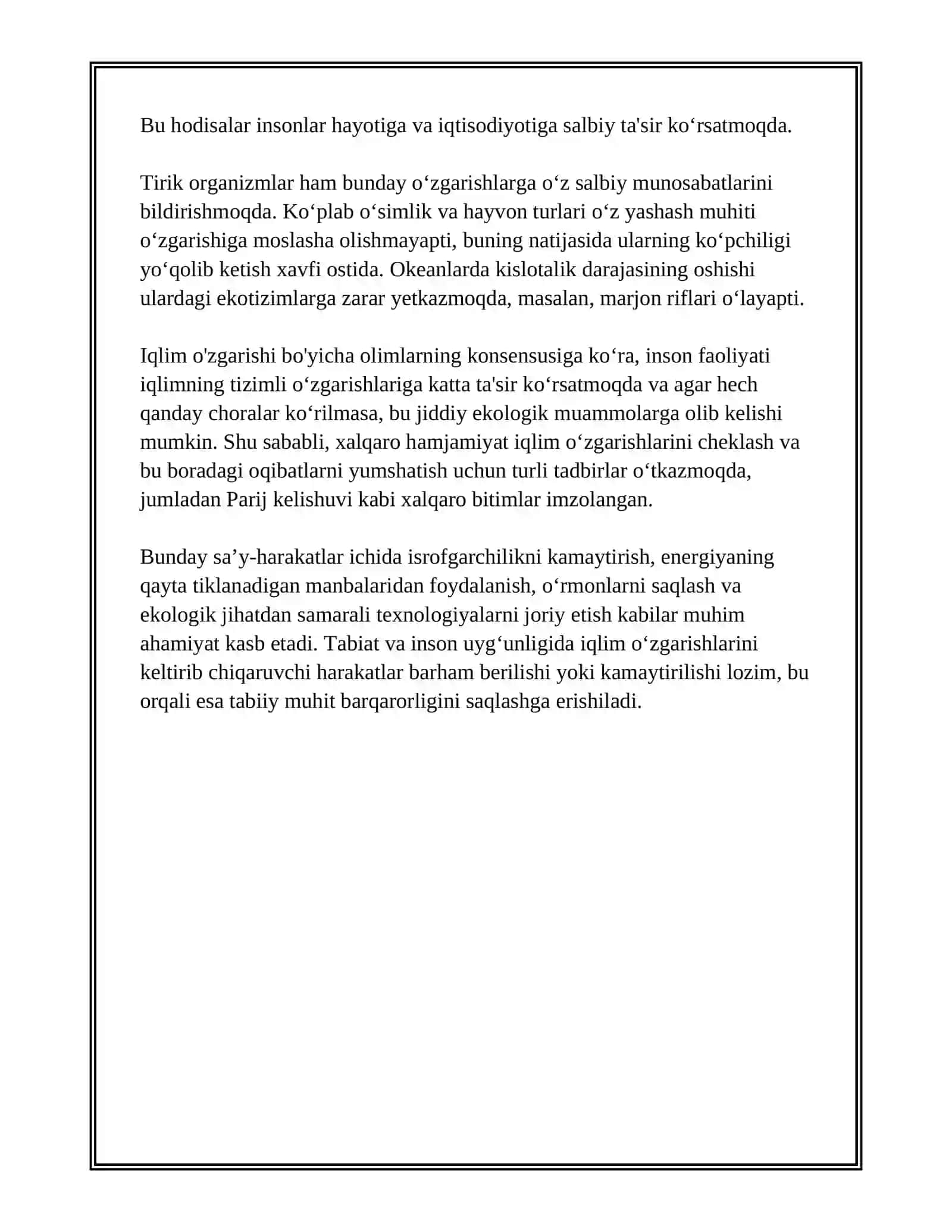 INSON FAOLIYATINING TABIYATGA TA'SIRI VA TABIYATNING JAVOBI 4