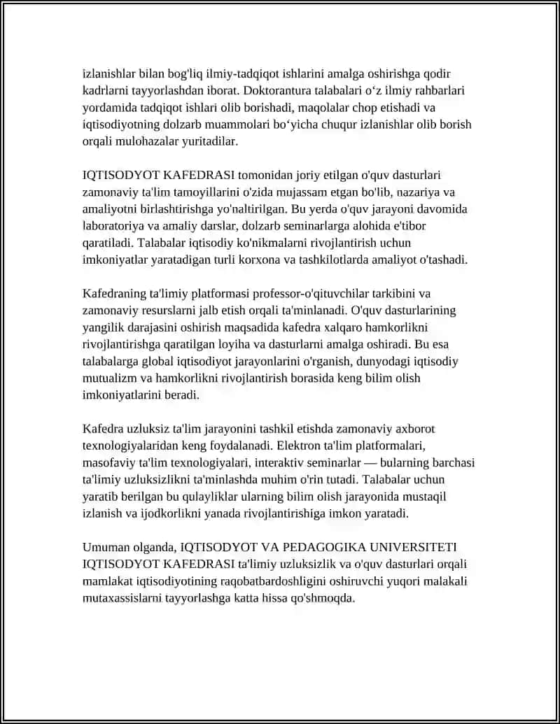 IQTISODYOT VA PEDAGOGIKA UNIVERSITETI IQTISODYOT KAFEDRASI 4