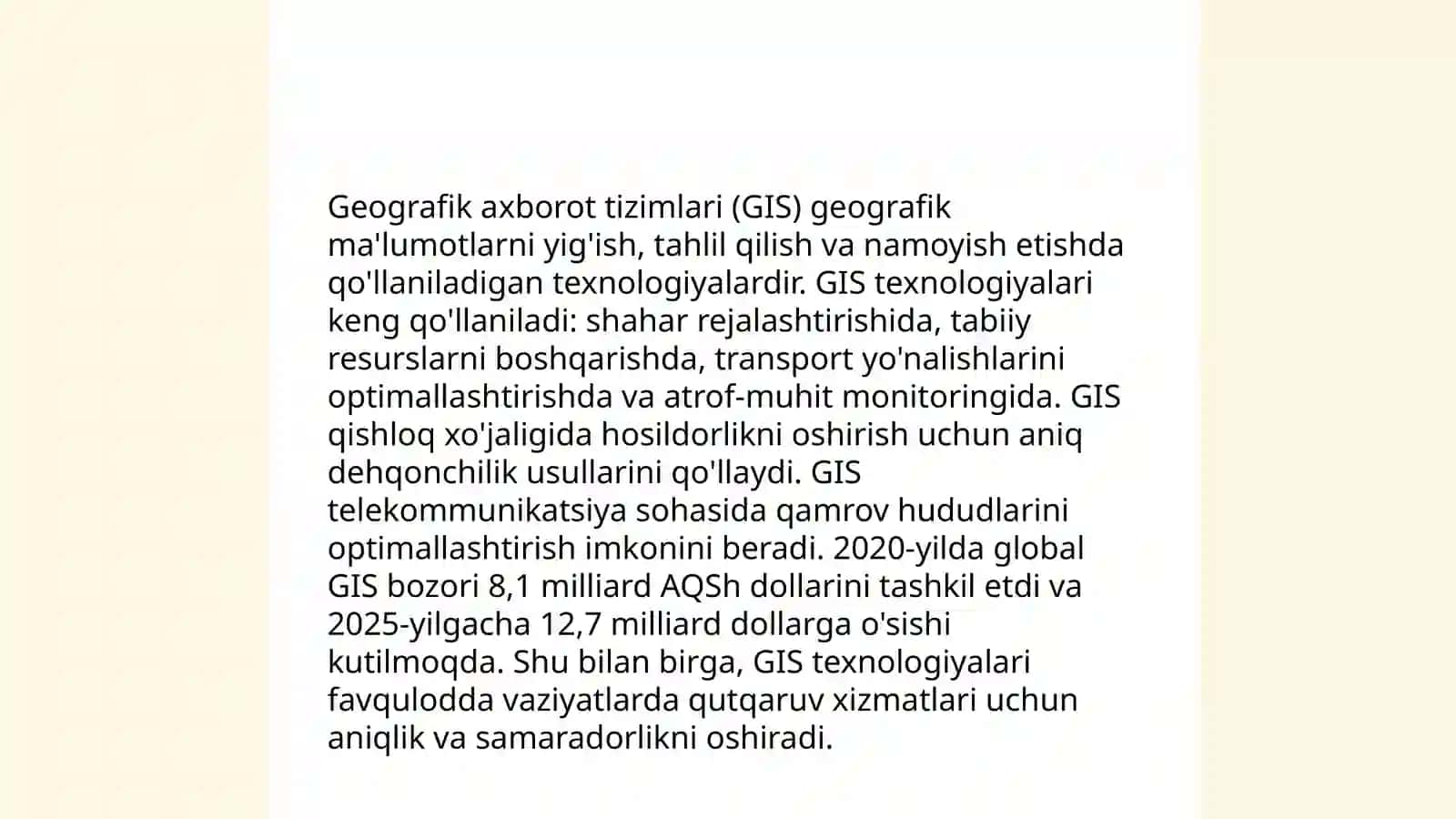 Geografik axborot tizimlarining imkoniyatlari 4