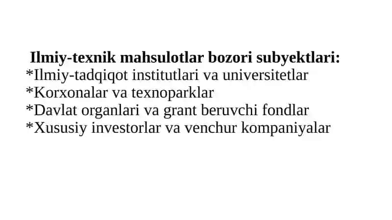 Ilmiy-texnik maxsulotlar bozori va innovatsiyalar difuziyasi 4