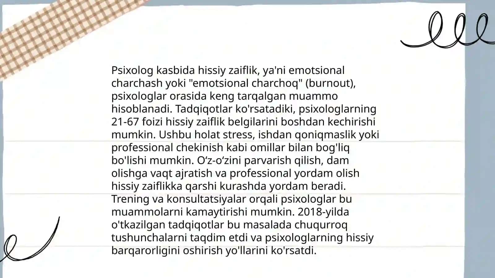Psixologlarning kasbiy soʻnish sindromi 4
