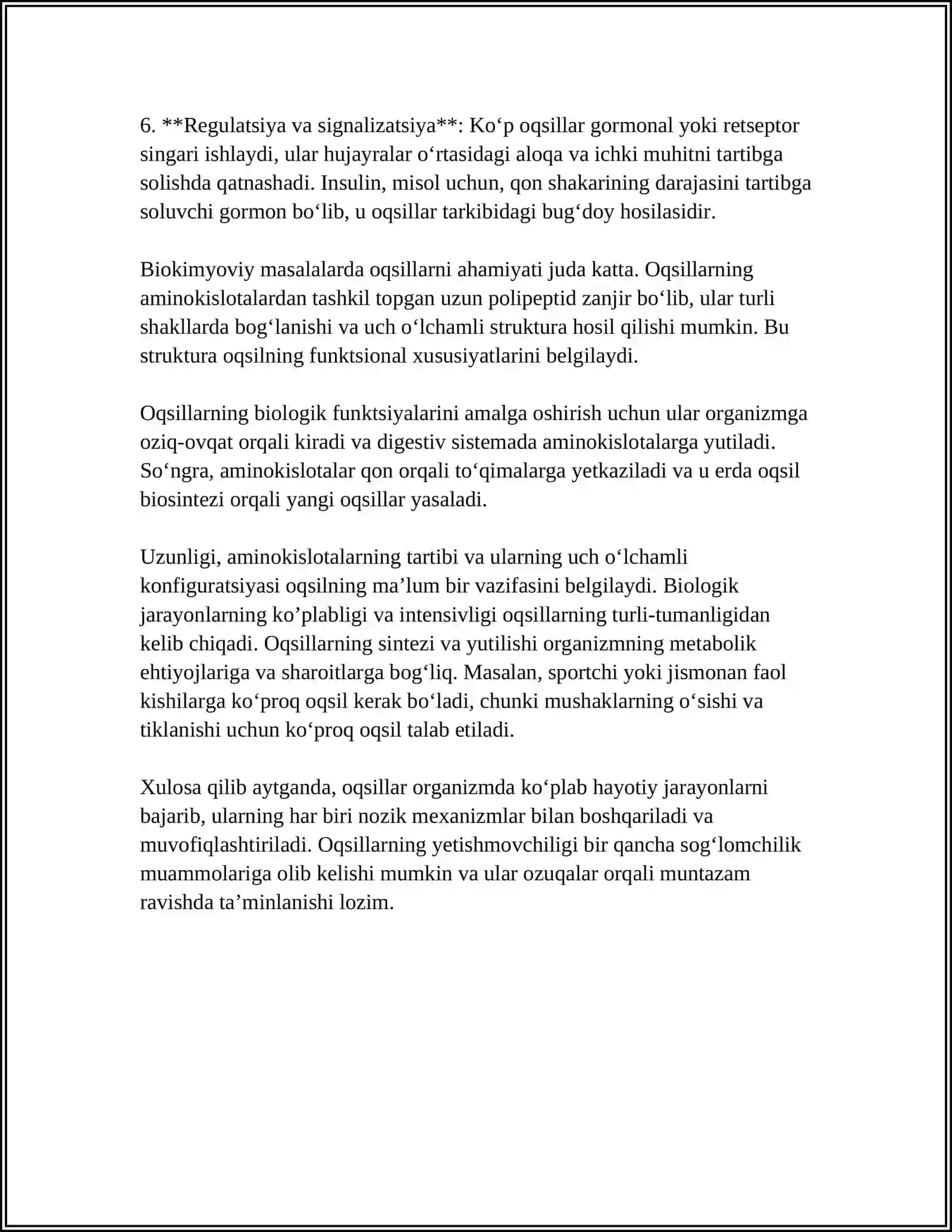 ASOSIY OZUQAVIY MODDALAR OQSILLAR,YOGʻLAR,KARBONSUV VA MINERAL MODDALARNING BIOLOGIK ROLI VA ASOSIY MANBALARI 4