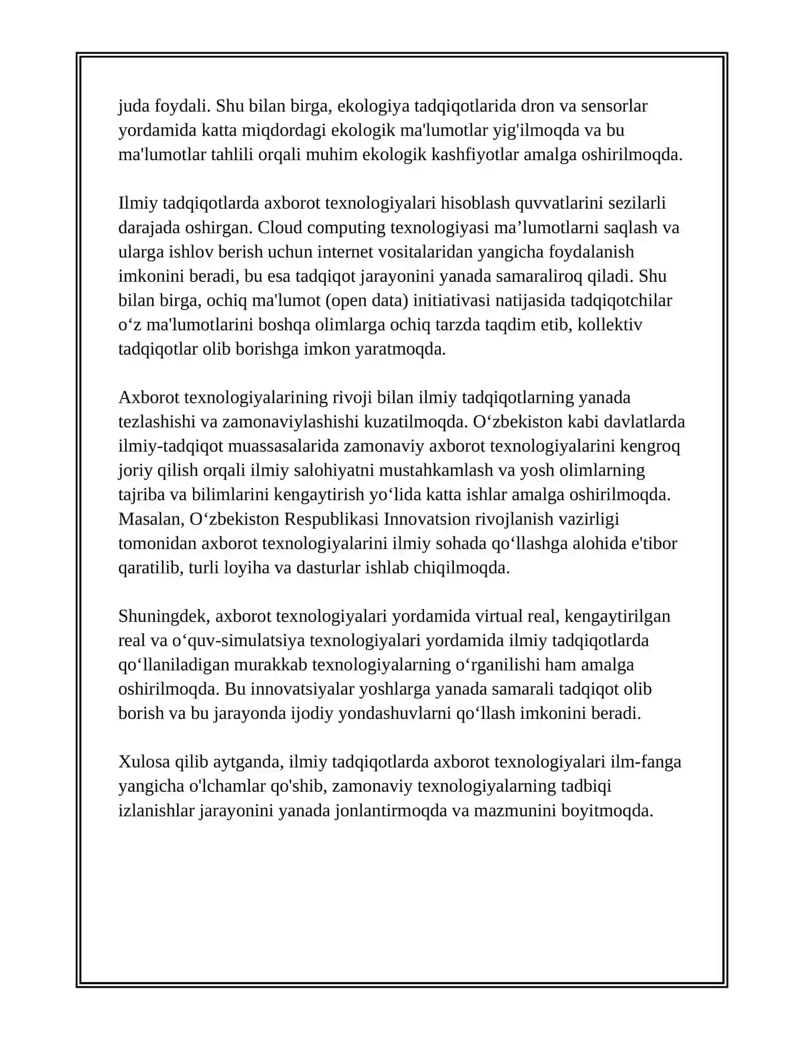 ILMIY TADQIQOTDA AXBOROT TEXNOLOGIYALARINING O'RNI 4