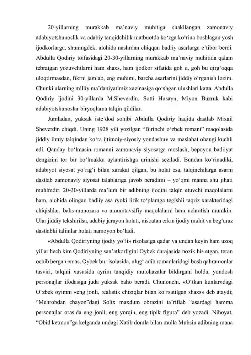 ABDULLA QODIRIY IJODIDA TANQIDIY QARASHLAR 4