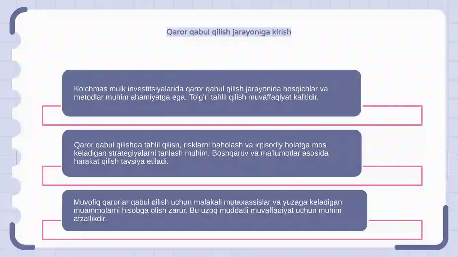 Koʻchmas mulk investitsiyalarida qaror qabul qilish usullari 4