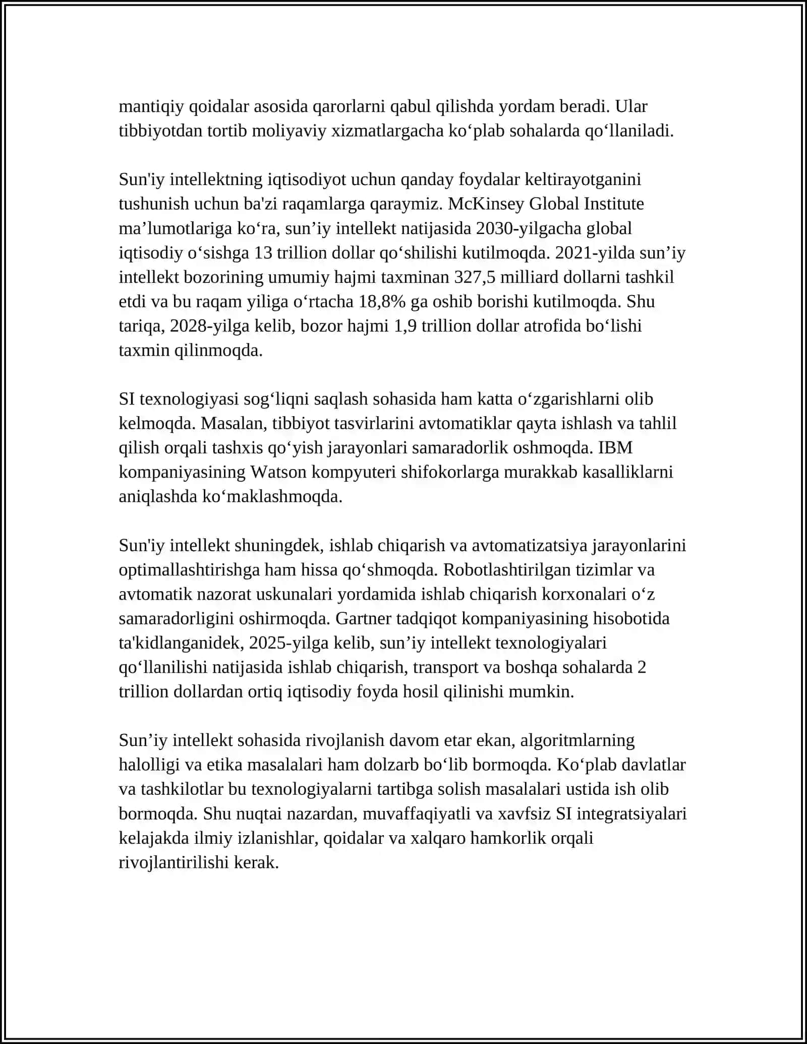 MUSTAQIL ISH Mavzu: SUNIY INTILEKTNING INSON HAYOTIDAGI MOHIYATI 4