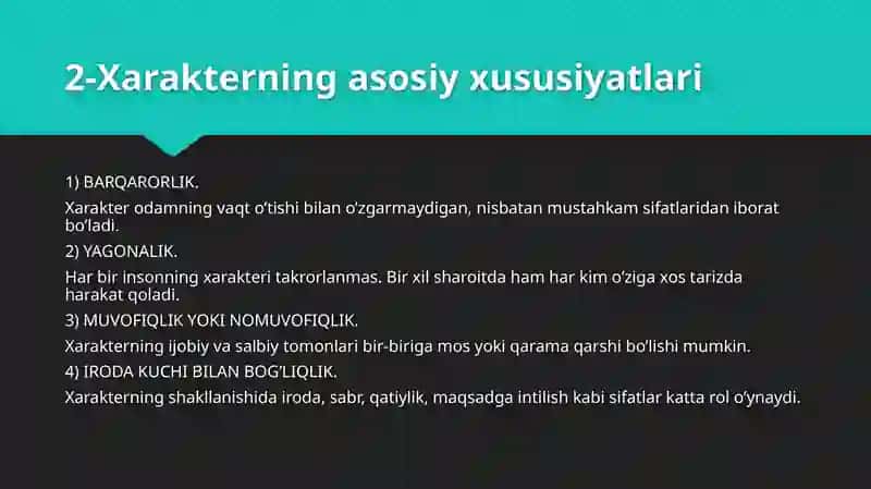 XARAKTER VA UNING XUSUSIYATLARI 4