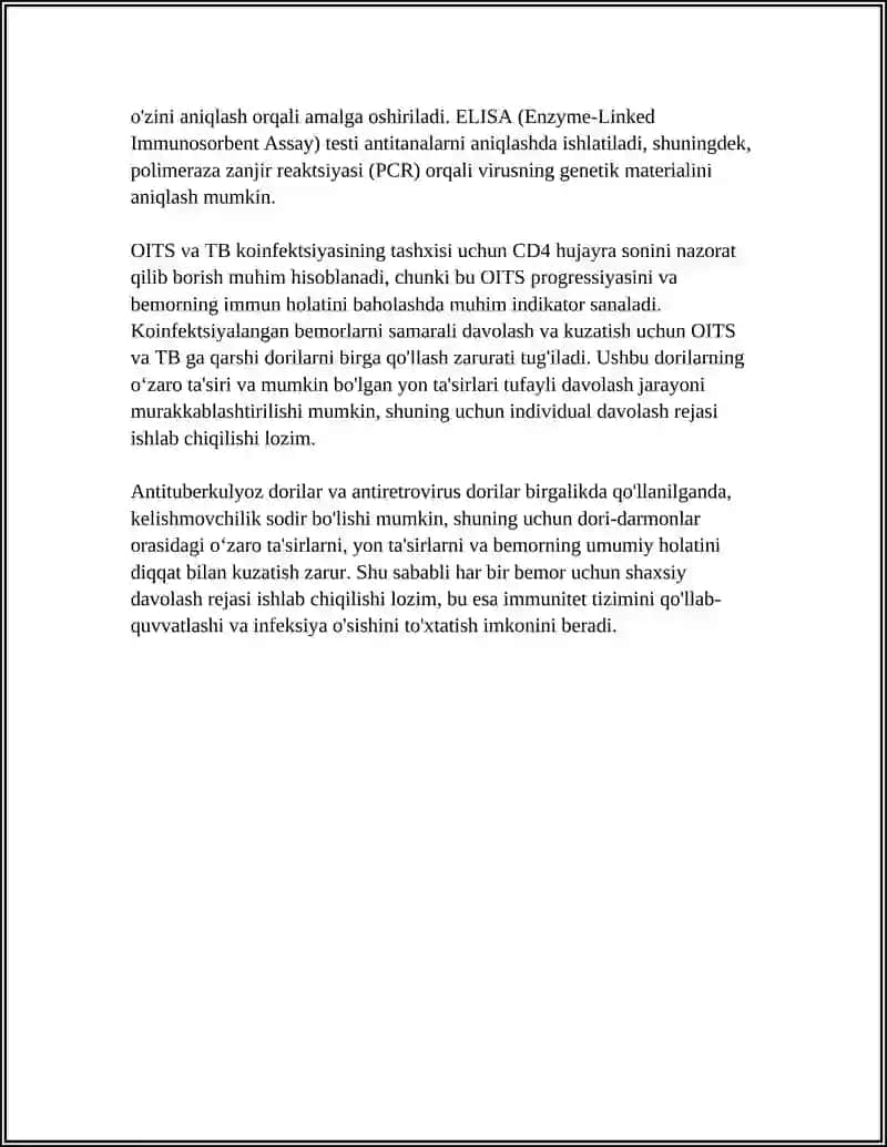OITS KASALLIGINING KOINFEKSIYA QO'ZG'ATUVCHILARI, PATOGENEZI, LABORATORIYA TASHXISI 4