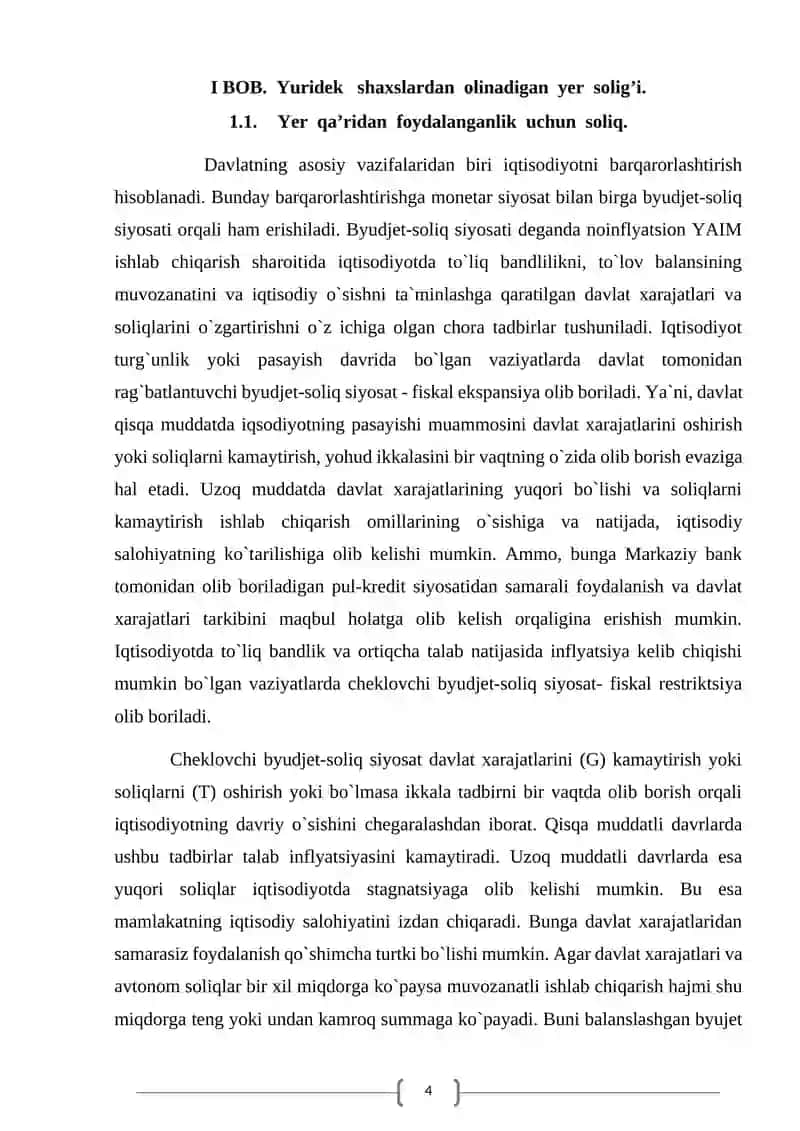 Yer qa’ridan foydalanganlik uchun soliqning obyekti 4