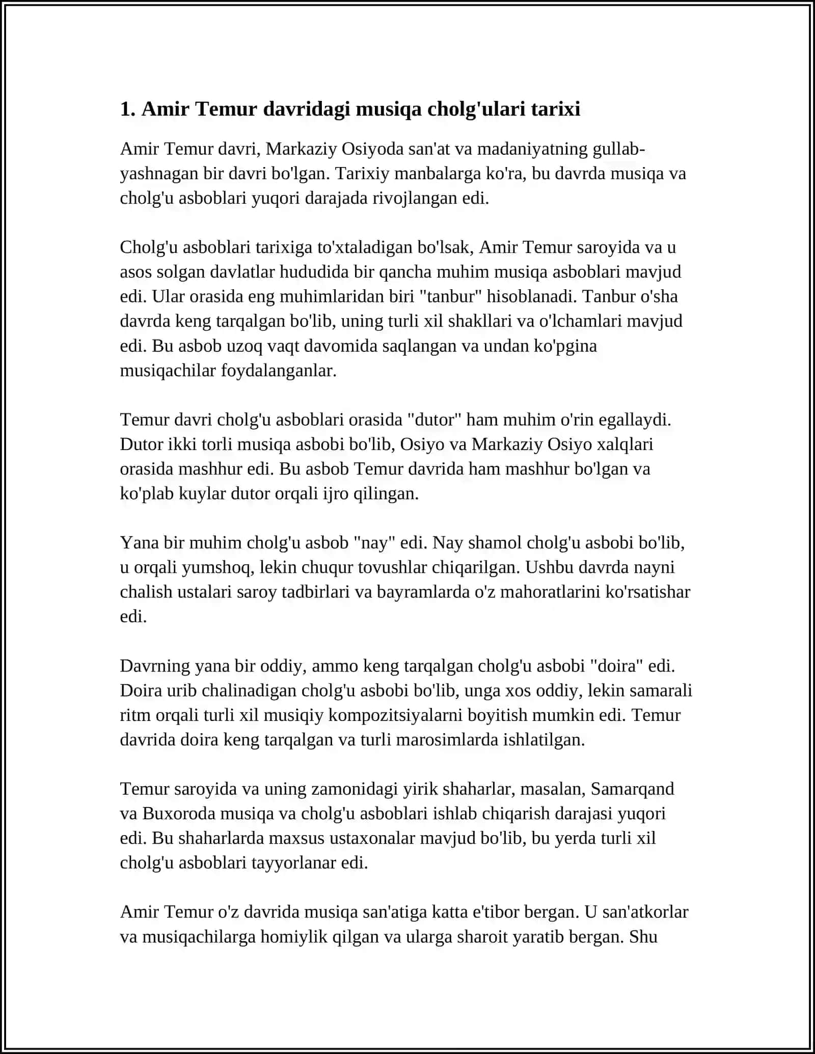AMIR TEMUR VA TEMURIYLAR DAVRIDA MUSIQA CHOLG'ULARI 4