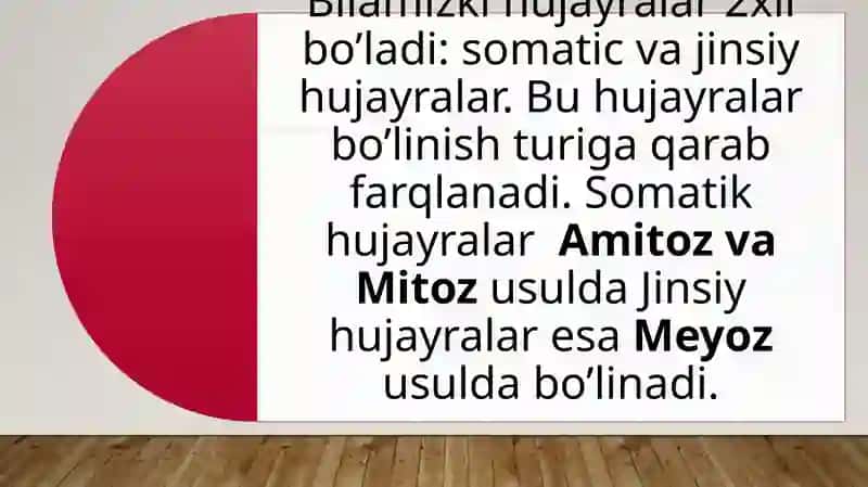 hujayraning  mitotik va hayotiy sikli. Hujayra  poliferasiyasi.  Mitozning  biologik  ahamiyati  va  patologiyasi. Organizmlarning  ko’payishi. 4